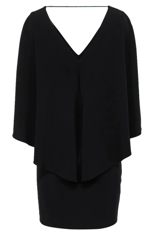 Halston Heritage - Black Caped Sheath Dress Sz 10