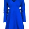 Halston Heritage - Cobalt Blue Side Cut Out Dress Sz M
