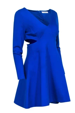 Halston Heritage - Cobalt Blue Side Cut Out Dress Sz M