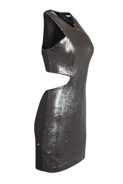 Halston Heritage - Grey Sequin Open Back Sleeveless Dress Sz 2
