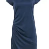 Halston Heritage - Steel Blue Boatneck Ruched T-Shirt Dress Sz M