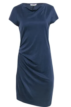 Halston Heritage - Steel Blue Boatneck Ruched T-Shirt Dress Sz M