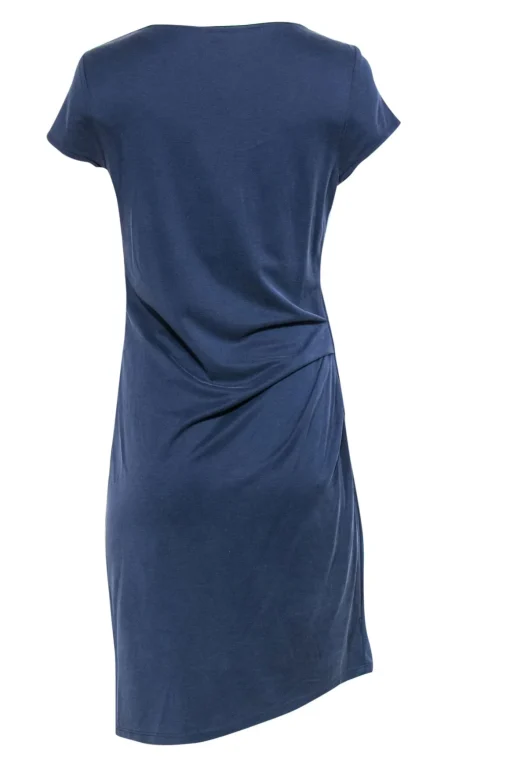 Halston Heritage - Steel Blue Boatneck Ruched T-Shirt Dress Sz M