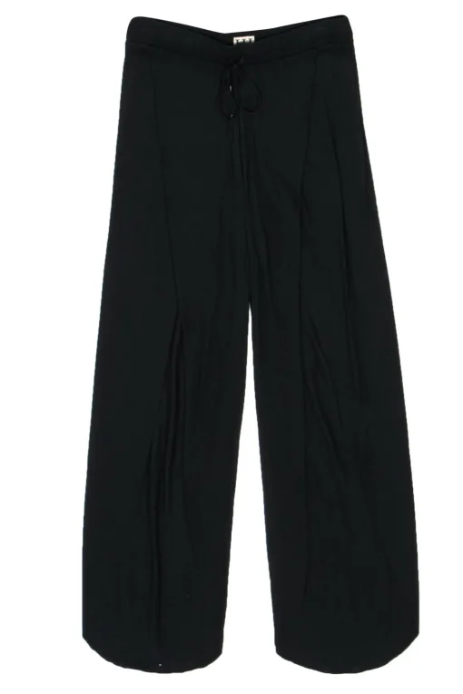 Haute Hippie - Black Drawstring Wide-Leg Pants w/ Slit Design Sz S