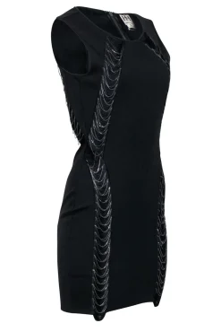 Haute Hippie - Black Sheath Tassel Chain Detail Dress Sz 8