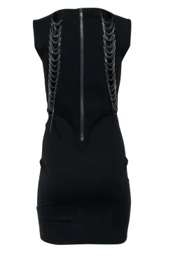 Haute Hippie - Black Sheath Tassel Chain Detail Dress Sz 8