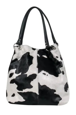 Heat and Fury - White & Black Cow Print Calf Hair Tote