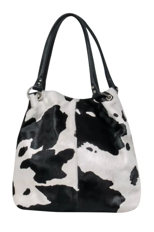 Heat and Fury - White & Black Cow Print Calf Hair Tote