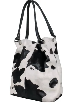 Heat and Fury - White & Black Cow Print Calf Hair Tote