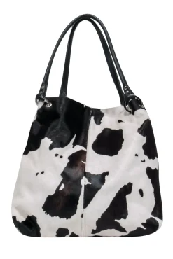 Heat and Fury - White & Black Cow Print Calf Hair Tote