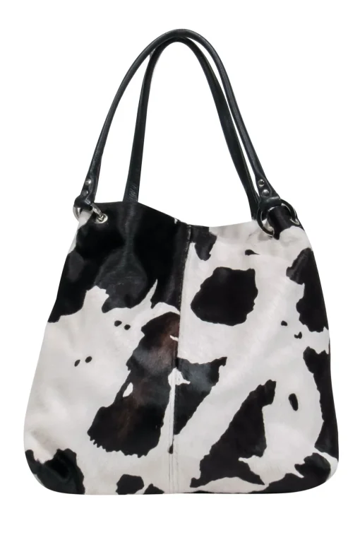 Heat and Fury - White & Black Cow Print Calf Hair Tote