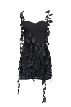Heiress - Black Petal Embellished Mini Dress Sz M