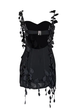 Heiress - Black Petal Embellished Mini Dress Sz M