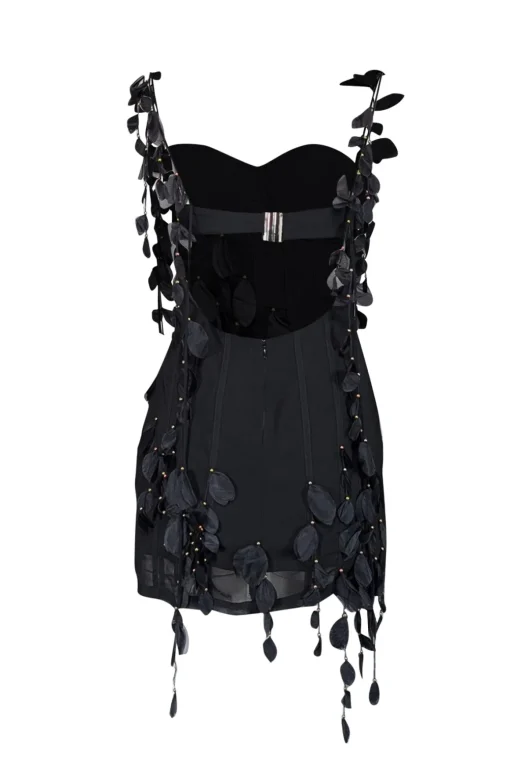 Heiress - Black Petal Embellished Mini Dress Sz M