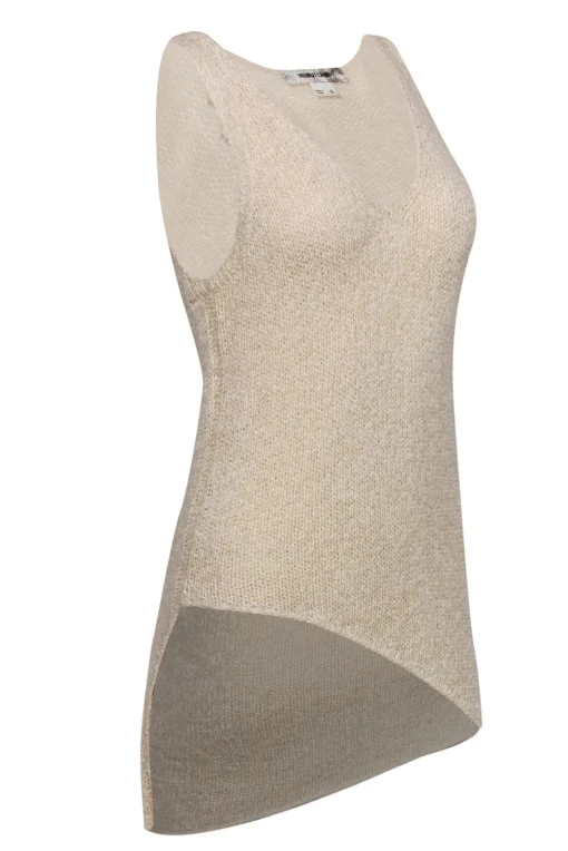 Helmut Lang - Beige Knit Tank w/ Asymmetrical Hem Sz S