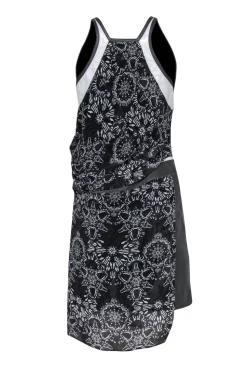 Helmut Lang - Black & White Patterned Sheath Dress w/ Leather Sz 2