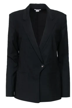 Helmut Lang - Black Buttoned Blazer w/ Curved Opening Sz 8