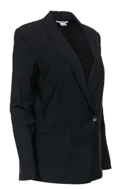 Helmut Lang - Black Buttoned Blazer w/ Curved Opening Sz 8