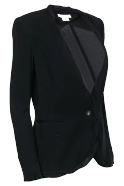 Helmut Lang - Black Buttoned Blazer w/ Silk Trim Sz 2