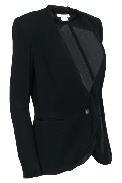 Helmut Lang - Black Buttoned Blazer w/ Silk Trim Sz 2
