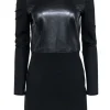 Helmut Lang - Black Long Sleeve Leather Detail Dress Sz L