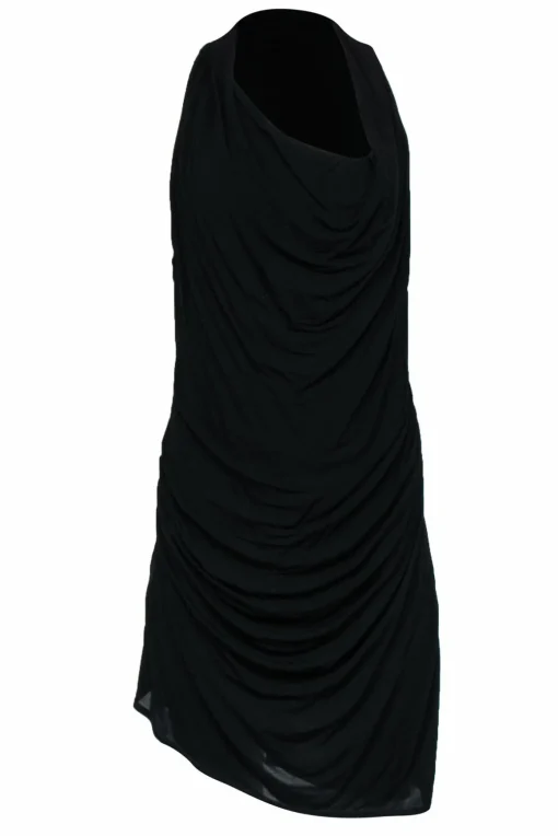 Helmut Lang - Black Racerback Dress w/ Draped Detail Sz L
