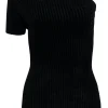 Helmut Lang - Black Ribbed One Shoulder Top Sz M