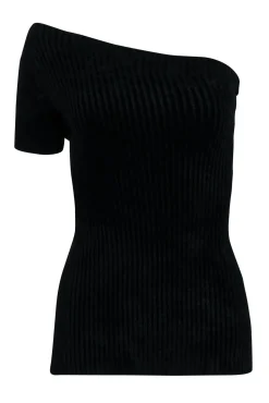Helmut Lang - Black Ribbed One Shoulder Top Sz M