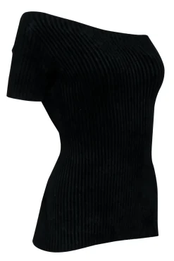 Helmut Lang - Black Ribbed One Shoulder Top Sz M