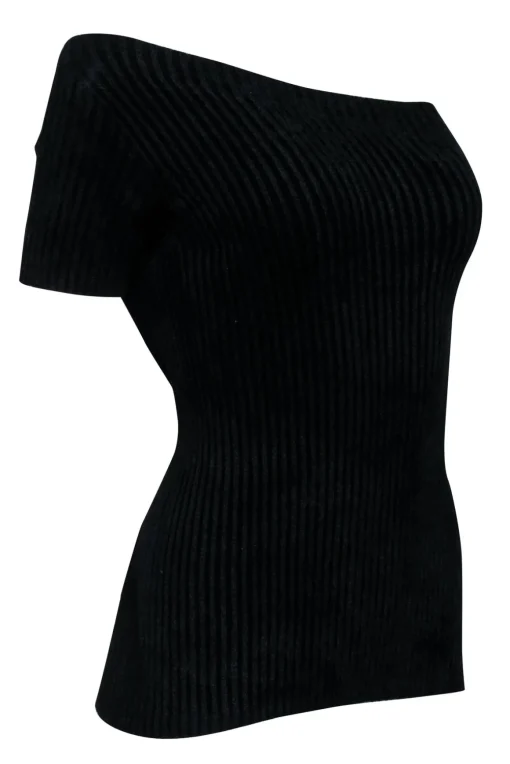 Helmut Lang - Black Ribbed One Shoulder Top Sz M