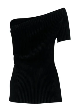 Helmut Lang - Black Ribbed One Shoulder Top Sz M