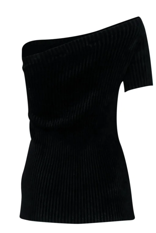 Helmut Lang - Black Ribbed One Shoulder Top Sz M