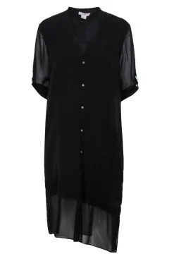 Helmut Lang - Black Silk Three-Quarter Sleeve Shift Dress Sz L