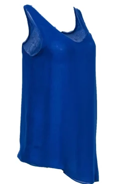 Helmut Lang - Cobalt Blue Sleeveless Frayed Hem Tank Sz S