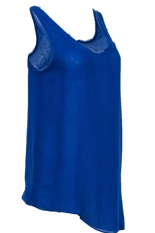 Helmut Lang - Cobalt Blue Sleeveless Frayed Hem Tank Sz S