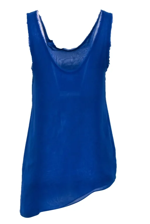 Helmut Lang - Cobalt Blue Sleeveless Frayed Hem Tank Sz S