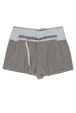Helmut Lang - Grey High Waisted “Conch” Shorts w/ Belt Detail Sz 6