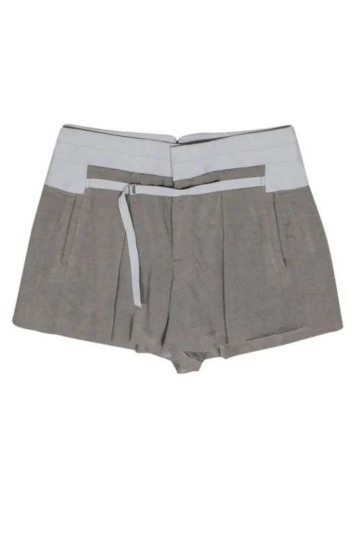 Helmut Lang - Grey High Waisted “Conch” Shorts w/ Belt Detail Sz 6