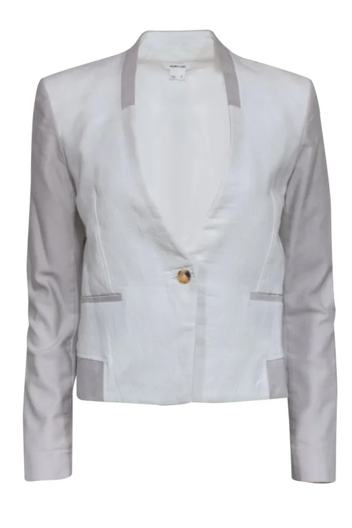 Helmut Lang - Ivory & Beige Single Button Blazer Sz 2