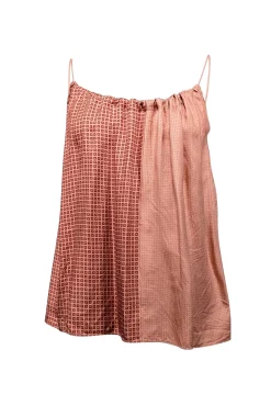 Helmut Lang - Peach & Rust Red Print Sleeveless Top Sz XS