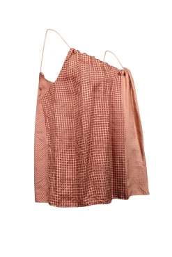 Helmut Lang - Peach & Rust Red Print Sleeveless Top Sz XS