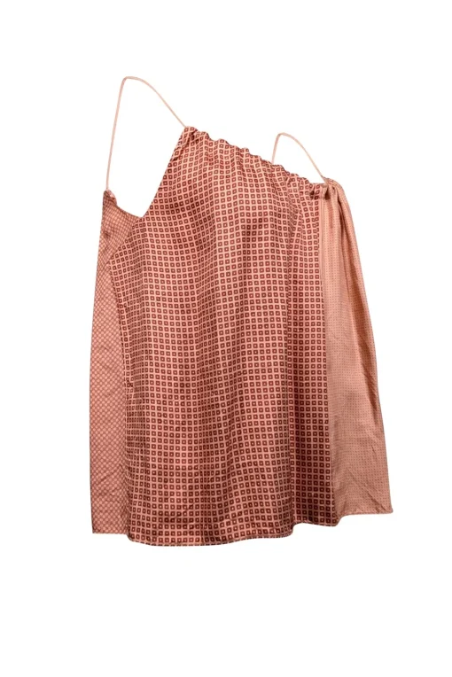 Helmut Lang - Peach & Rust Red Print Sleeveless Top Sz XS