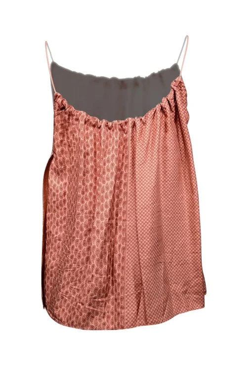 Helmut Lang - Peach & Rust Red Print Sleeveless Top Sz XS