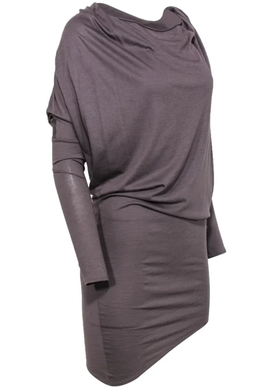 Helmut Lang - Taupe Draped Cowl Neck Dress Sz S