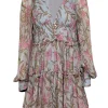 Hemant & Nandita - Light Blue & Pink Floral Print Ruffled Mini Dress Sz M