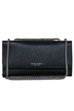 Henri Bendel - Black Fold Over Shoulder Strap Clutch Bag