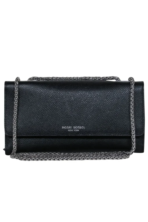 Henri Bendel - Black Fold Over Shoulder Strap Clutch Bag
