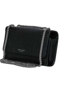 Henri Bendel - Black Fold Over Shoulder Strap Clutch Bag