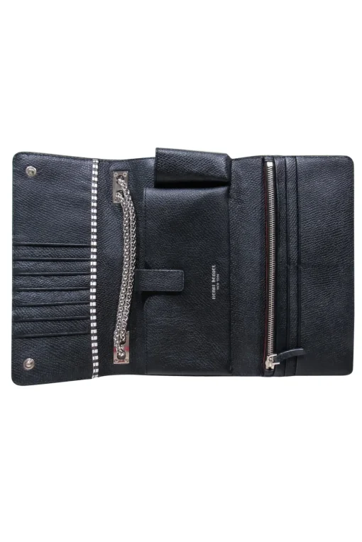Henri Bendel - Black Fold Over Shoulder Strap Clutch Bag