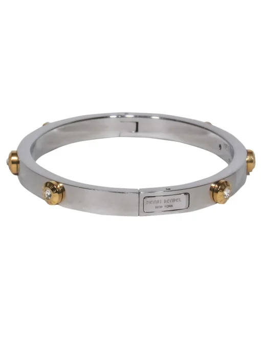 Henri Bendel - Silver Studded Rhinestone Bangle Bracelet
